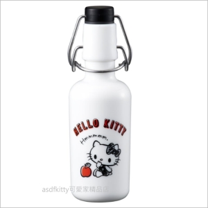 asdfkitty可愛家☆KITTY白色蘋果 鈉鈣玻璃水壺-150ML-日本製