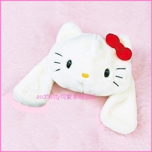 asdfkitty*賠錢特價-KITTY白色絨毛造型帽-大人用-拍照.變裝.好用-日本正版商品