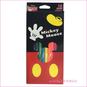 asdfkitty可愛家☆米奇手掌12色色鉛筆-日本正版商品