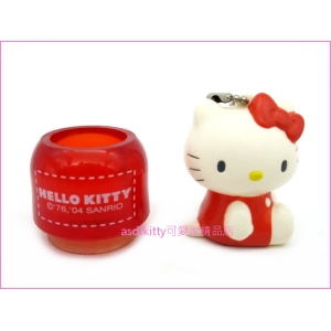 asdfkitty可愛家☆有微泛黃-KITTY絕版紅色 印章座-放玄關簽收好用-絕版收藏-日本正版商品