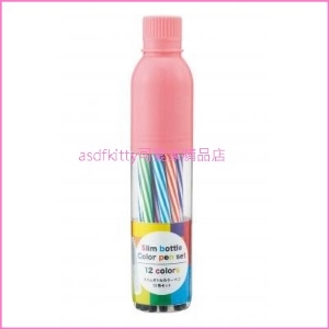asdfkitty可愛家☆內海產業 瓶裝12色細字彩色筆-粉蓋-日本正版商品