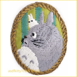 asdfkitty可愛家☆TOTORO龍貓橢圓型刺繡胸針/別針-日本正版商品