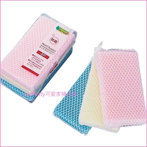 asdfkitty可愛家☆3入抗菌網清潔海綿/菜瓜布-日本正版商品