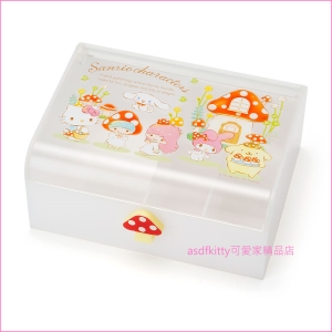 asdfkitty可愛家☆三麗鷗家族蘑菇分隔收納盒/飾品盒-KITTY.美樂蒂.雙子星.布丁狗.大耳狗-日本正版商品