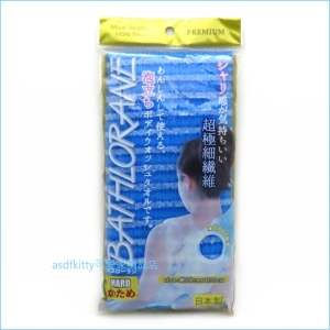 asdfkitty可愛家☆日本普硬BATHLORANE 藍色超細纖維泡沫洗澡巾/沐浴巾-28*100公分-日本製