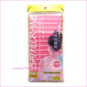 asdfkitty可愛家☆日本普硬BATHLORANE 粉紅色超細纖維泡沫洗澡巾/沐浴巾-28*100公分-日本製