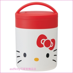 asdfkitty可愛家☆KITTY大臉大口徑真空不鏽鋼保溫杯-可當悶燒罐放嬰兒副食品-300ml-日本正版商品