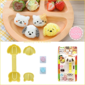 asdfkitty可愛家☆日本ARNEST貓狗大臉造型迷你飯糰模型+表情海苔打洞器-日本正版商品