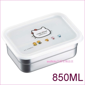 asdfkitty可愛家☆KITTY不鏽鋼長方型保鮮盒-850ML-水果盒/便當盒/收納盒-日本正版商品