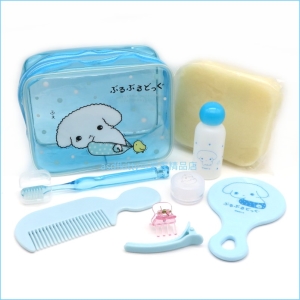 asdfkitty可愛家☆絕版商品-震震狗 棉花狗 淚眼小白 旅行盥洗用品組-牙刷.梳子.鏡子.髮夾.海綿.空罐.收納包