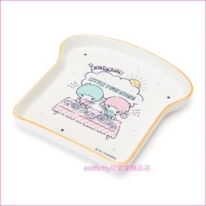 asdfkitty可愛家☆雙子星吃早餐陶瓷盤-吐司造型/點心盤-裝點心.小菜-餐具擺盤-日本正版商品