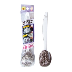 asdfkitty*日本MAMEITA 長手柄洗鍋刷/有包網鋼絲球-防止變形.掉鐵屑-手不用碰洗劑-日本正版商品