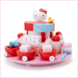 asdfkitty可愛家☆KITTY草莓鋼琴蛋糕造型萬年曆/裝飾品/擺飾-日本正版商品