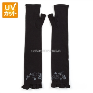 asdfkitty可愛家☆KITTY黑色花園抗UV防曬袖套-防曬率90%-日本正版商品