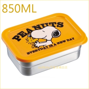 asdfkitty可愛家☆SNOOPY史努比橘色糊塗塔克長方型不鏽鋼保鮮盒/便當盒-850ML-日本正版商品