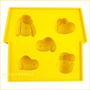 asdfkitty可愛家☆SNOOPY史努比大臉黃房屋5連矽膠模型-製冰盒-巧克力模型/手工皂模型/果凍模型/蛋糕模型