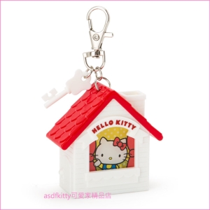 asdfkitty可愛家☆KITTY房屋造型吊飾/掛飾/鑰匙圈-會發光唷-日本正版商品