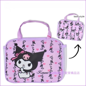 asdfkitty可愛家☆庫洛米 x MANUFATTO紫色玫瑰方型手提網袋/收納袋/溫泉袋/游泳沐浴袋-日本正版商品