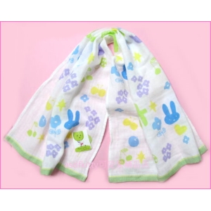 asdfkitty可愛家☆日本製-純棉藍色花園動物麻紗毛巾-79*35公分