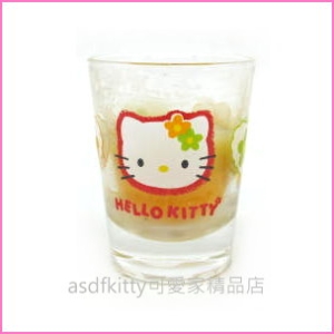 asdfkitty可愛家☆二手商品出清(有蠟燭融化的痕跡)-KITTY黃綠小花燭台-1998年出品-日本正版商品