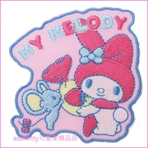 asdfkitty可愛家☆美樂蒂小老鼠燙布貼-可燙貼在衣服或布料包包上-日本版正版商品