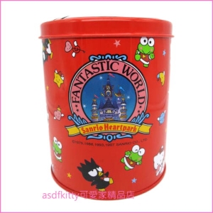 asdfkitty可愛家☆展示品出清(有輕微生鏽)-KITTY紅色鐵皮空罐-不含內容食品-收納罐/擺飾/禮物罐-
