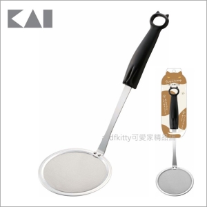 asdfkitty可愛家☆貝印 黑色貓咪18-8不鏽鋼撈網/濾網 DE-6254-日本製