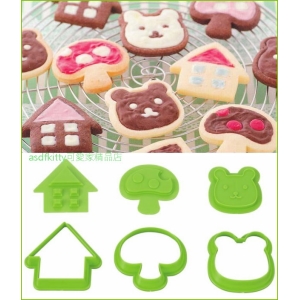asdfkitty可愛家☆貝印 COOKPAD 3入餅乾壓模型-房子 蘑菇 熊-可放餡-日本製