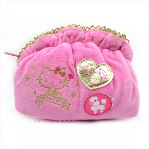 asdfkitty可愛家☆展示品出清-KITTY貴賓狗荷葉邊大容量化妝包-拉鍊開口防水布內裏-日本正版商品