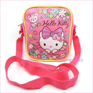 asdfkitty可愛家☆二手商品出清-KITTY粉紅花園斜背包/側背包-日本正版商品