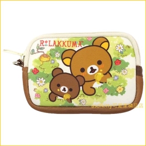asdfkitty可愛家☆日本san-x拉拉熊黃色吃蜂蜜方型拉鍊收納包/零錢包/迷你化妝包/鑰匙包-日本正版商品