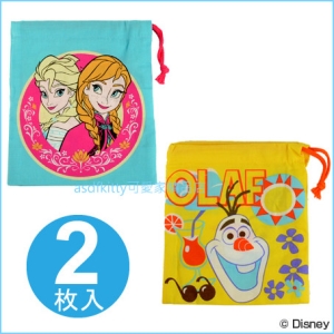 asdfkitty可愛家☆冰雪奇緣2入束口袋/收納袋/置物袋/禮物袋-日本製