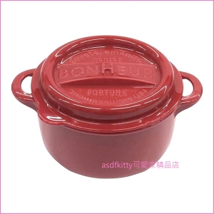 asdfkitty可愛家☆YAMADA山田化學 紅色鑄鐵鍋造型 塑膠保鮮盒-L號-水果盒/零食盒/收納盒/置物盒-日本製