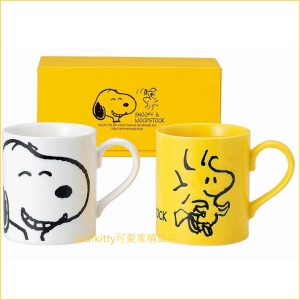asdfkitty可愛家☆日本金正陶器 史努比與糊塗塔克陶瓷對杯/馬克杯-629700-日本製