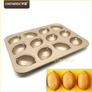 asdfkitty可愛家☆美國 chefmade學廚香檳金不沾12連檸檬蛋糕烤模型-WK9750-正版商品