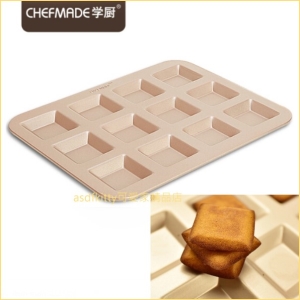 asdfkitty可愛家☆美國 chefmade學廚香檳金不沾12連正方型費南雪烤模型/蛋糕模型-WK9321-正版商品