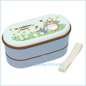 asdfkitty可愛家☆TOTORO龍貓樹葉版雙層便當盒/保鮮盒/水果盒/收納盒-有附彈性綁繩-日本製