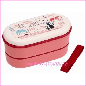 asdfkitty可愛家☆宮崎駿 黑貓雙層便當盒/保鮮盒/水果盒/收納盒-有附彈性綁繩-日本製