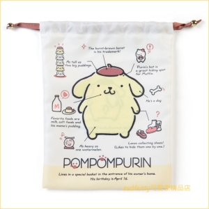asdfkitty可愛家☆布丁狗帆布束口袋/收納袋/置物袋-30*23公分-日本正版商品