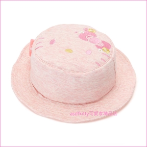 asdfkitty可愛家☆KITTY粉紅色大臉兒童用可折疊遮陽帽/漁夫帽-日本正版商品