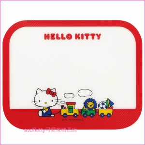 asdfkitty可愛家☆KITTY拉玩具車超迷你薄型切菜板/砧板-切麵包.水果.擀水餃皮.黏土工作墊-日本正版商品