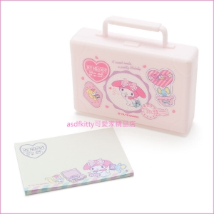 asdfkitty可愛家☆美樂蒂便條紙附手提箱造型收納盒-日本正版商品