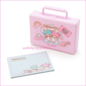 asdfkitty可愛家☆雙子星便條紙附手提箱造型收納盒-日本正版商品