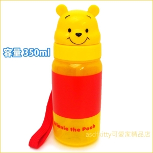 asdfkitty可愛家☆小熊維尼大臉造型吸管水壺350ML-兒童學習杯-日本正版商品