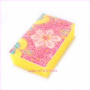 asdfkitty可愛家☆Cleanart廚房用抗菌清潔海綿-粉紅花朵-日本製