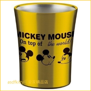 asdfkitty可愛家☆米奇金黃色不流汗真空不鏽鋼保冷保溫杯-250ML-不燙手-日本正版商品