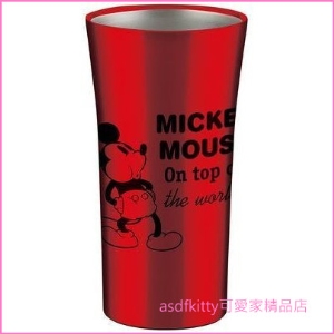 asdfkitty可愛家☆米奇亮紅色不流汗真空不鏽鋼保冷保溫杯-300ML-不燙手-日本正版商品