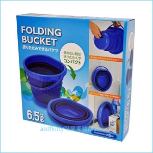 asdfkitty可愛家☆藍色圓型可折疊收納塑膠水桶-6.5L-日本正版商品