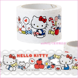 asdfkitty可愛家☆KITTY蕾絲風裝飾膠帶-做美勞.卡片裝飾貼-日本製