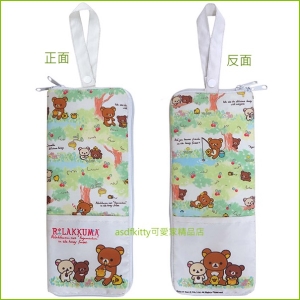 asdfkitty可愛家☆日本san-x拉拉熊蜂蜜多用途收納袋/折傘套/雨傘套/水壺套/化妝袋-日本正版商品